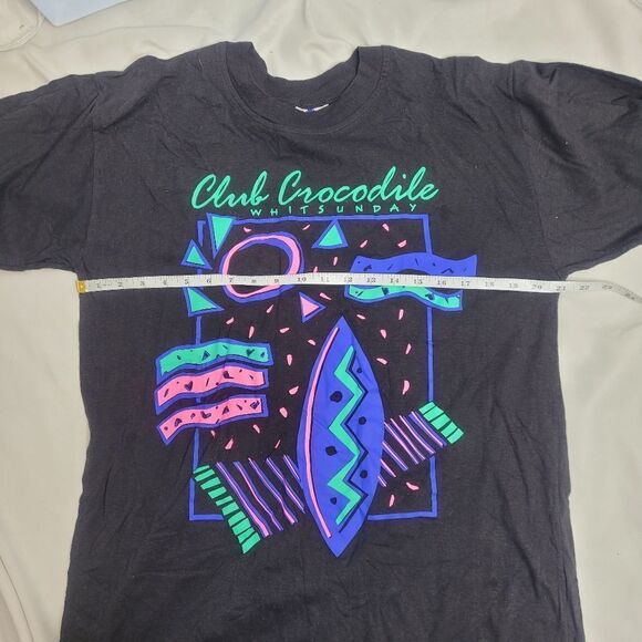 VINTAGE 90s t-shirt neon Club Crocodile Whitsunday Australia black unisex tee XL - Picture 7 of 8